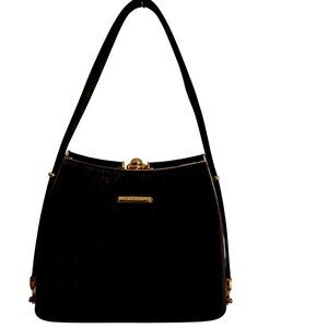 Babila Black & Gold Structured Clasp Closure Arm Strap Purse Boutique Find Dress